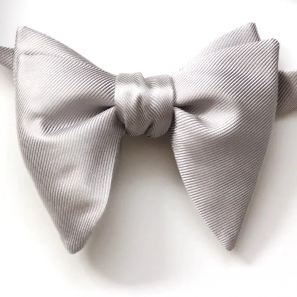 Men's Self tied Bow Tie Big Butterfly Bow tie‎ Light Grey
